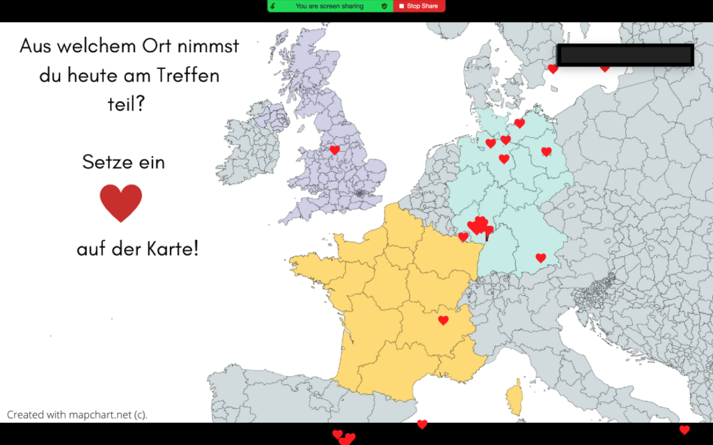 die Teilnehmerinnen und Teilnehmer waren in Europa verstreut